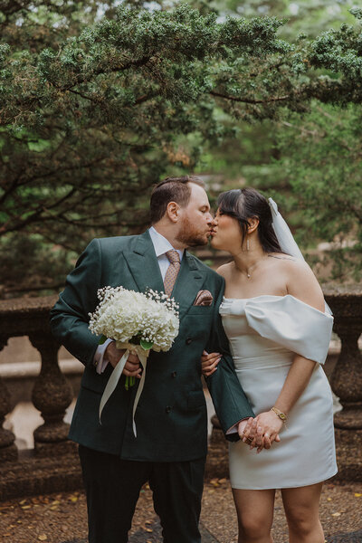 Bride and Groom pose in Meridian Park in Washington DC