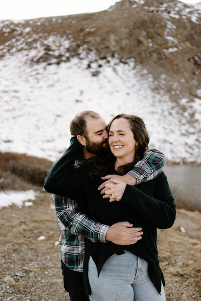 engagement session in the mountains, colorado elopement in the snow, snowy engagement session