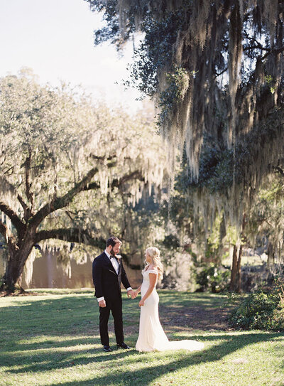 Film photograph of an emotional First Look at Middleton Place, captured by destination photographer Anne Rhett