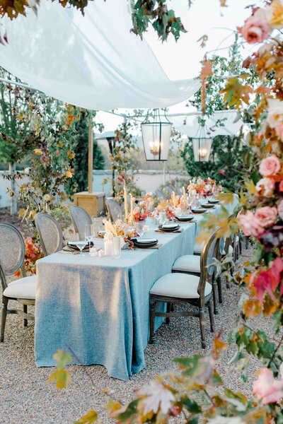 small wedding table set up in the fall in the mountains of north carolina