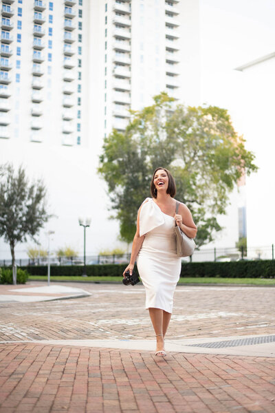 business woman walking in the city