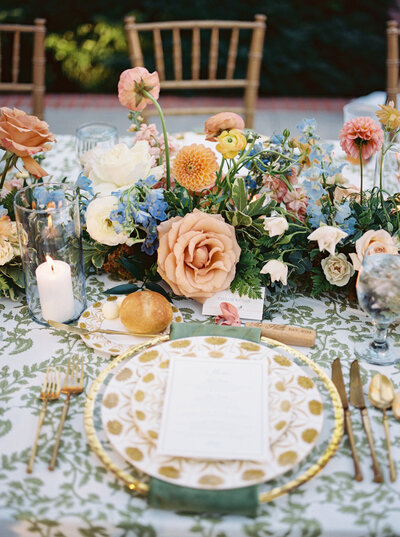 spring floral bouquet as a wedding center piece