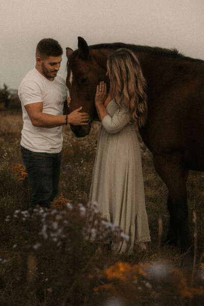 Engagement photo on a farm