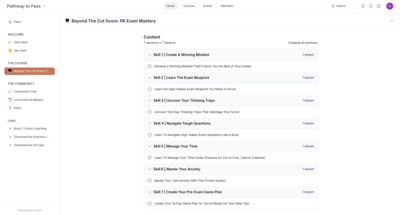 Screenshot overlay on a Mac laptop of Beyond The Cut Score private circle community