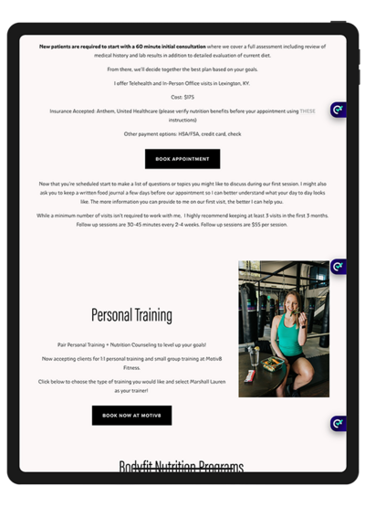 A sleek personal training website design showcasing fitness images, engaging content, and easy-to-use interface.