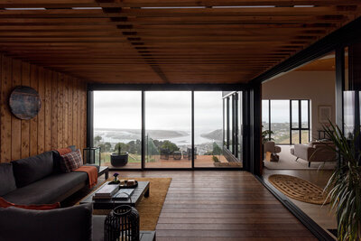 Living space with harbour views