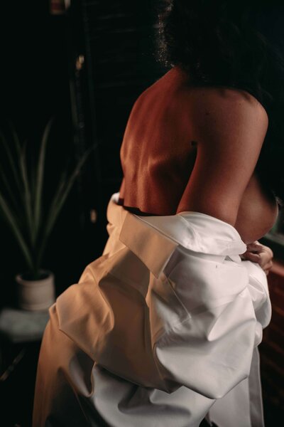 Empowering boudoir portrait of a woman in Kansas City studio