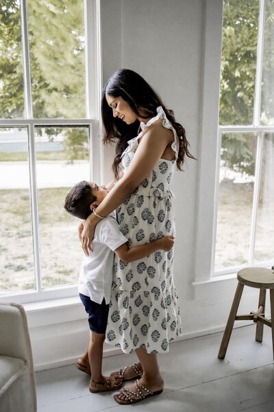 mother and son at an in home session