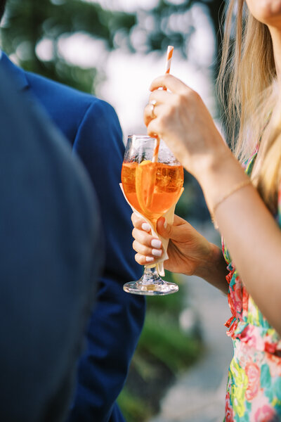 Orange drink during cocktail hour at Glen Foerd Estate in Philadelphia, PA