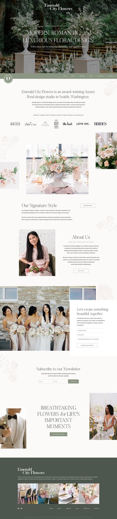 Showit Template Customization for Emerald City Flowers, a Seattle wedding florist