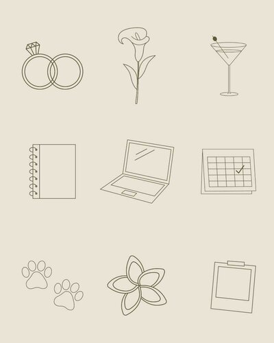 icon designs for Olive Black events, a wedding planner in Colorado