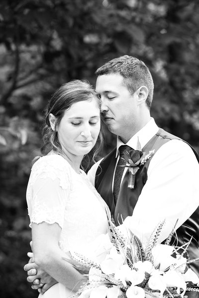 Family in solid and blue plaid in creamy yellow field