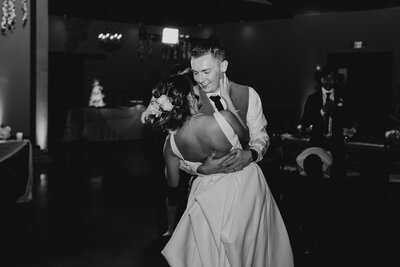 Blissfully happy couple in black and white
