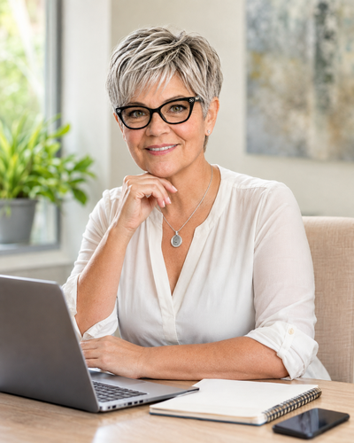 Katrena Waites in a warm home office