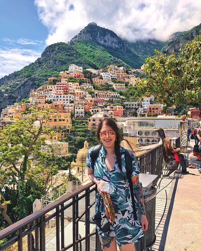 girl with tattoos in amalfi, italy