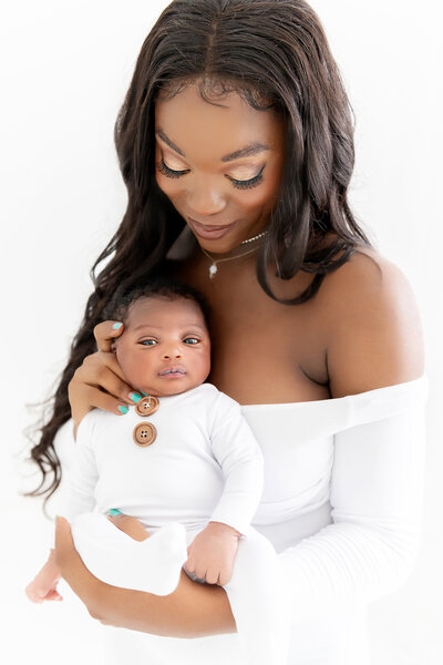 beautiful black mom with her newborn boy