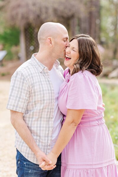 Married couple posing at anniversary session in Auburn Alabama