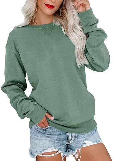 womens green long sleeve top on amazon