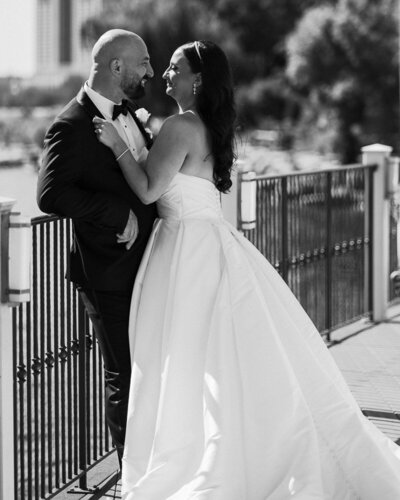 Bride and Groom enjoying a calm moment forehead to forehead