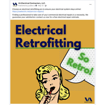 Facebook post created by The Bea Connected Team for Electrical Retrofitting