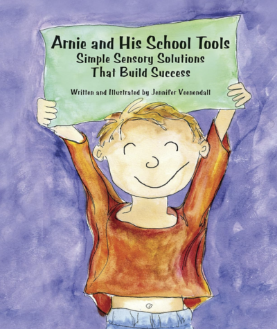 book cover with purple background and illustration of boy holding up sign
