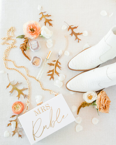 wedding details with white boots