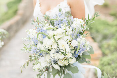 Blue and white bouquet taken by Birmingham Al Wedding photographer