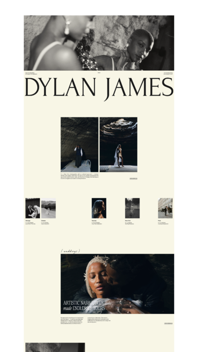 Dylan James homepage mockup