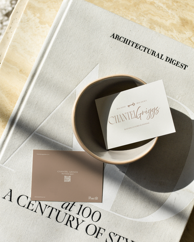 Sophisticated branding and business card design for Phoenix real estate agent.
