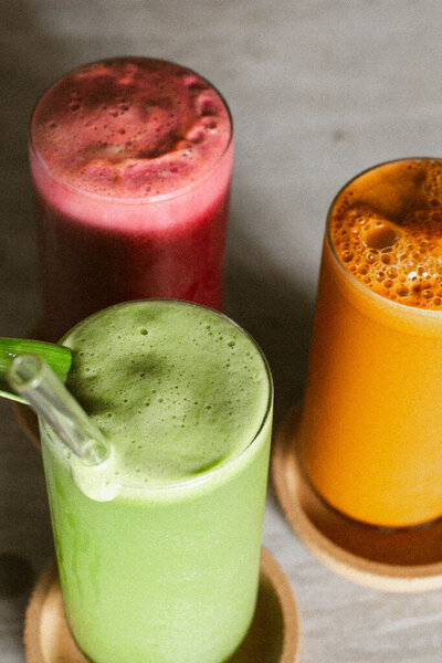 A vibrant selection of health and wellness juices from Marisol Juice Bar in San Pancho, featuring fresh ingredients designed to energize, detoxify, and nourish the body naturally.