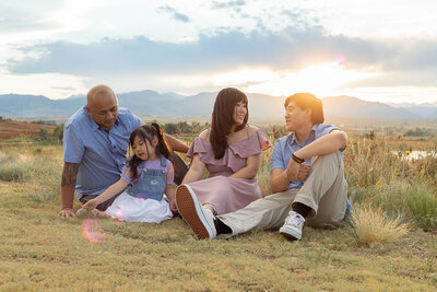 family of 4 during sunset