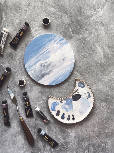 Watercolor makes beautiful chaos on a palette