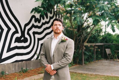 35mm film documentary style photography in tropical themed wedding
