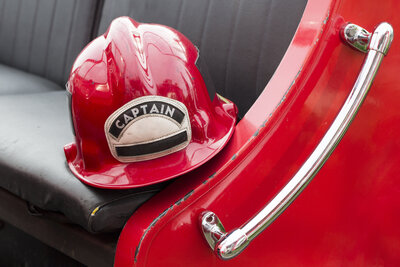 Red firefighter captain helmet