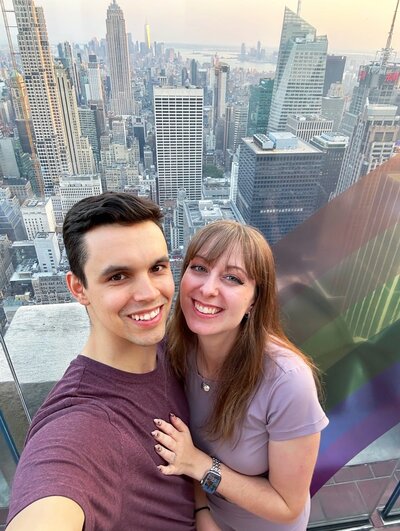 Emily and her husband posing for a selfie