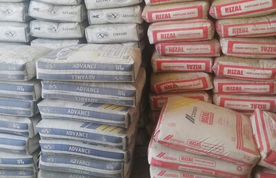 Piles of bags of cement available at Rubicon Steel