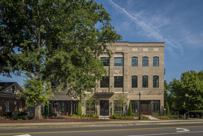 Facade of a brick building