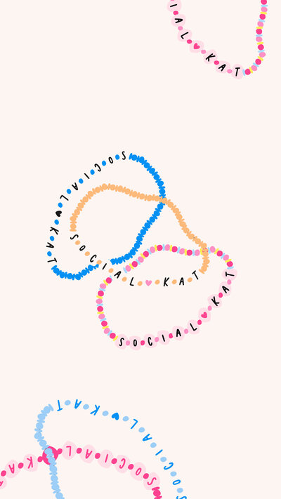 Social Kat Media friendship bracelet icons on a cream background