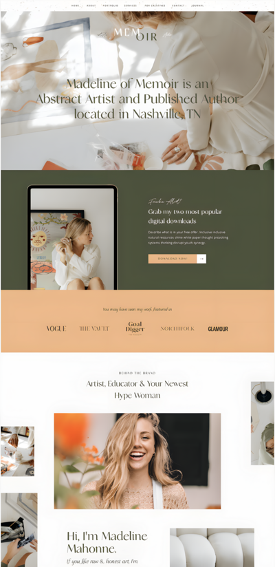 ipad mockup of Memoir Website