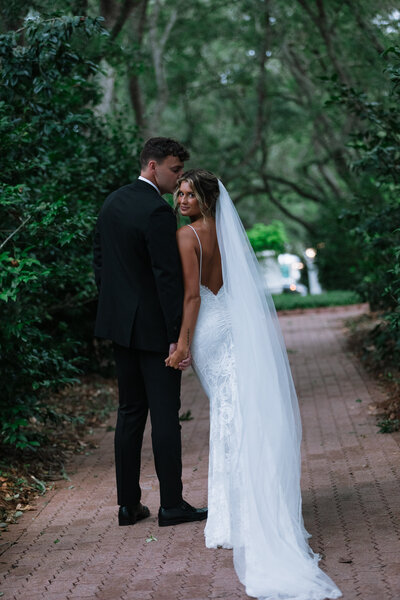 wedding couple holding hands at Carillon Meeting House , Carillon B