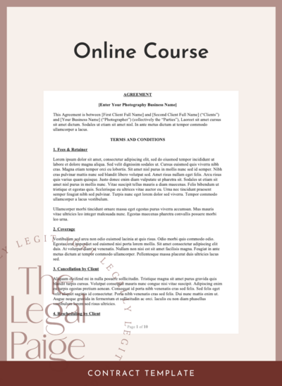 Online Course Contract from The Legal Paige