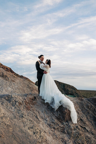 Bride and groom at their Death Valley wedding