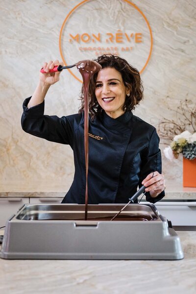 Pastry Chef Pooneh Yamini at Mon Reve Chocolate Art Studio in Mill Valley, CA