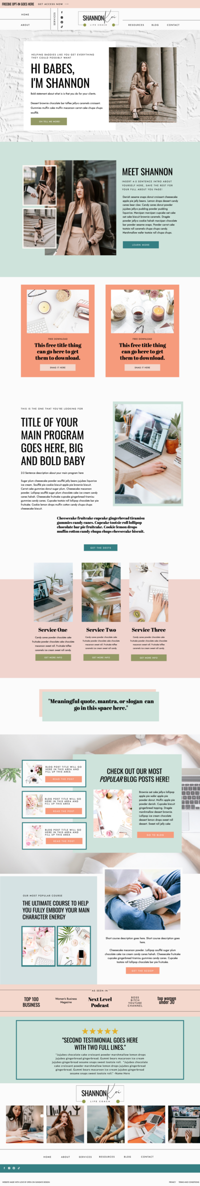 long screenshot of a website that the designer made