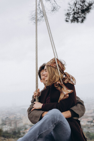 Destination love story captured above Barcelona, perfect for adventurous couples and elopements