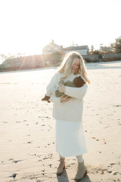 Newborn photography session at the beach in Boston area