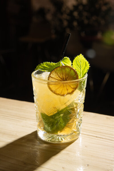 Golden hour mojito cocktail