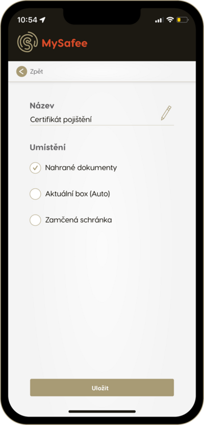 zařazení dokumentů mysafee)