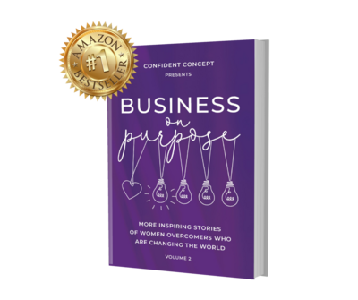 Purple cover of the book 'Business On Purpose' with Amazon #1 best seller seal.