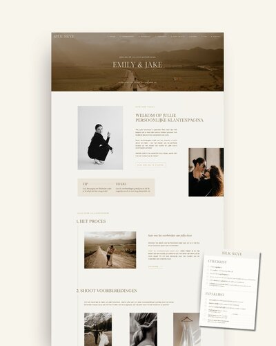 Showit Klantenpagina voor fotoshoots